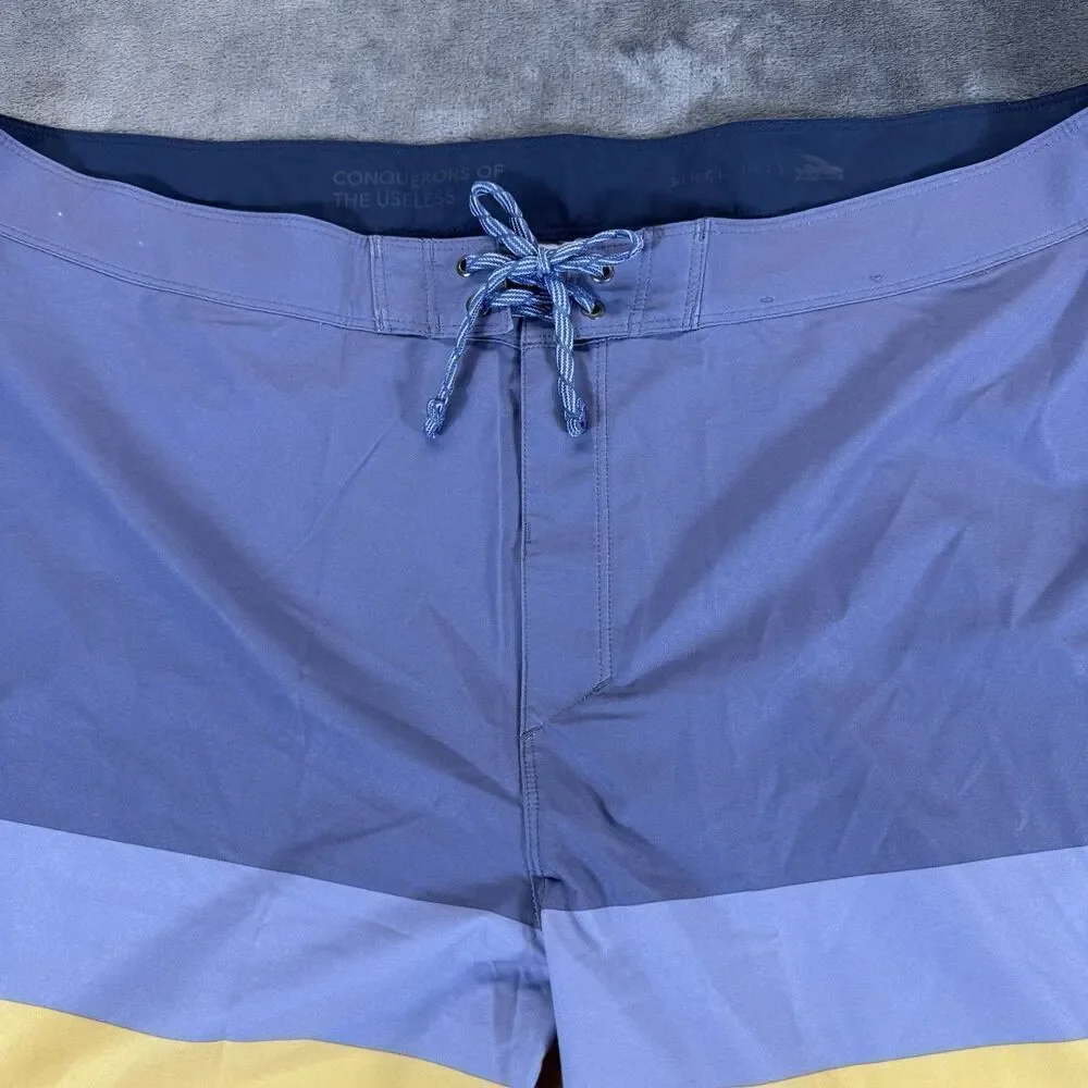Patagonia 44 Hydropeak Board Shorts Striped Swim Trunks Point Current Blue NWOT